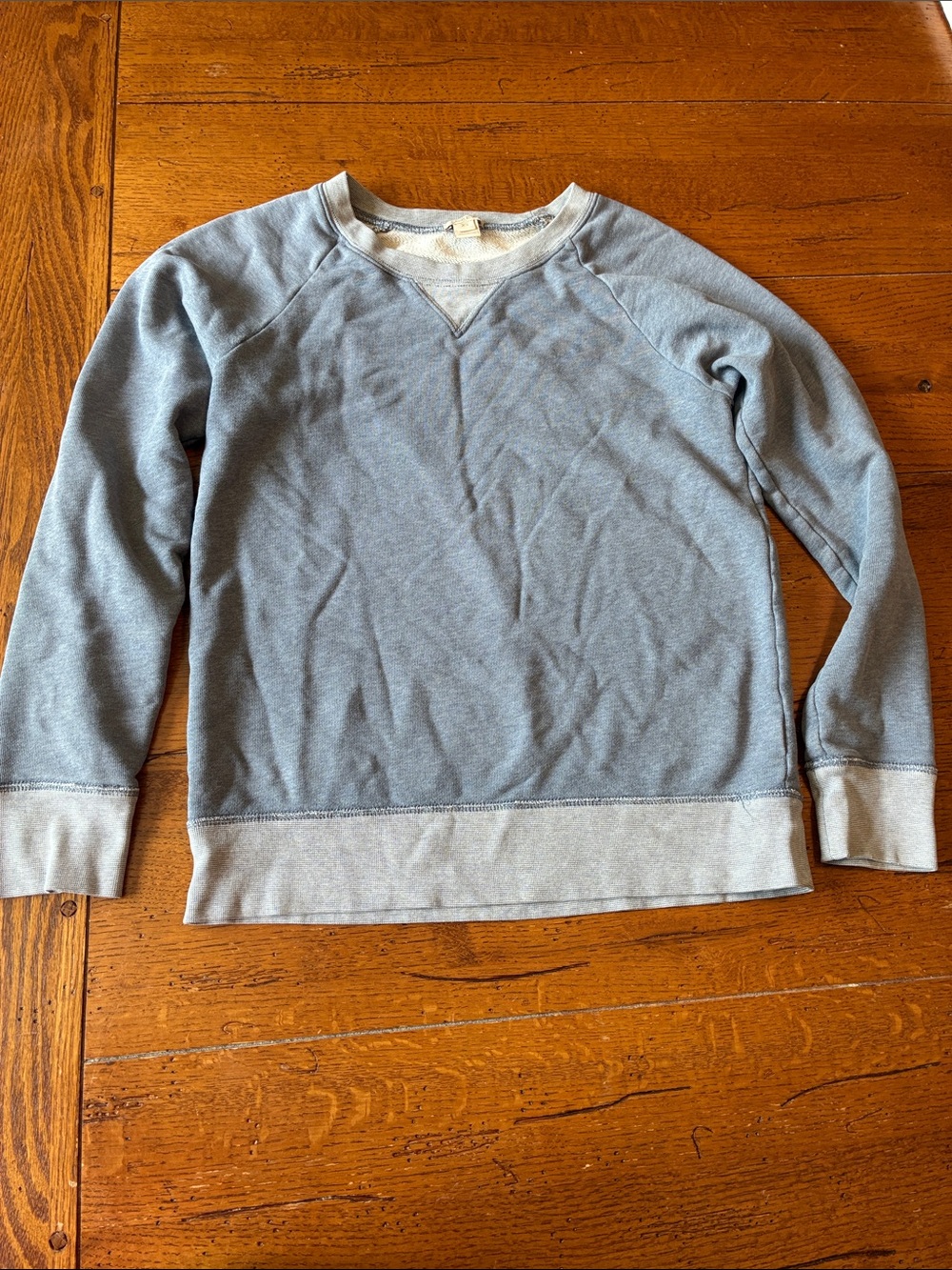 J. Crew Two-Tone Lightweight Crewneck Sweatshirt - Blue with Cream Trim